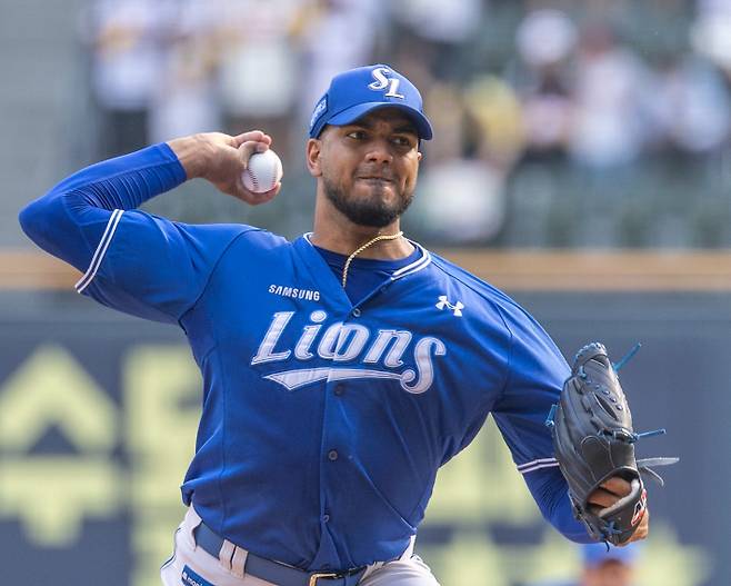 삼성 외국인 우완 선발 레예스. 연합뉴스