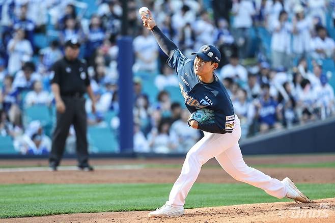 NC 신영우는 8일 대구 삼성전에서 선발등판해 5이닝 무안타 7탈삼진 사사구 4개로 강렬한 인상을 남겼다. 사진제공｜NC 다이노스