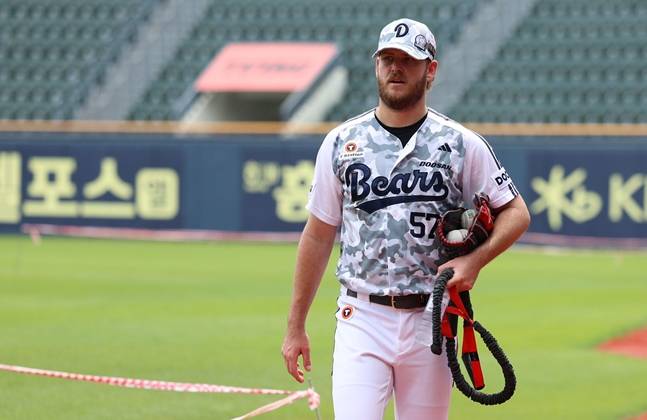 8일 경기을 앞두고 훈련을 마친 콜어빈. /사진=두산 베어스