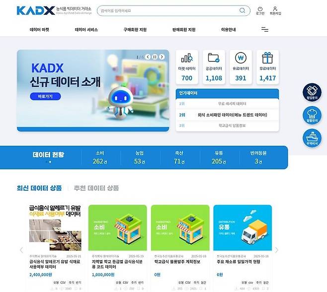 농식품 빅데이터 거래소 [aT 제공. 재판매 및 DB금지]