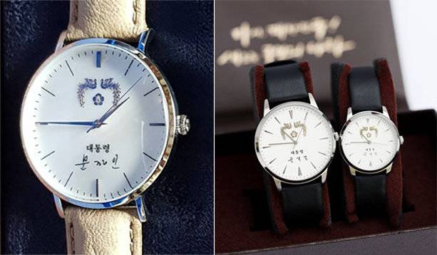 문재인 전 대통령 기념시계(왼쪽)와 윤석열 전 대통령 기념시계. [청와대사진기자단·대통령실]