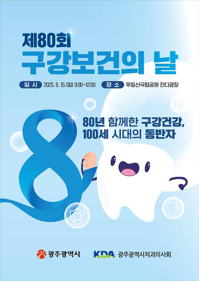 광주광역시는 '제80회 구강보건의 날'(6월 9일)을 맞아 오는 15일 오전 9시부터 무등산국립공원 증심사 지구 관리사무소 앞 잔디광장에서 민·관 합동 구강보건 홍보 캠페인을 연다. 광주시 제공