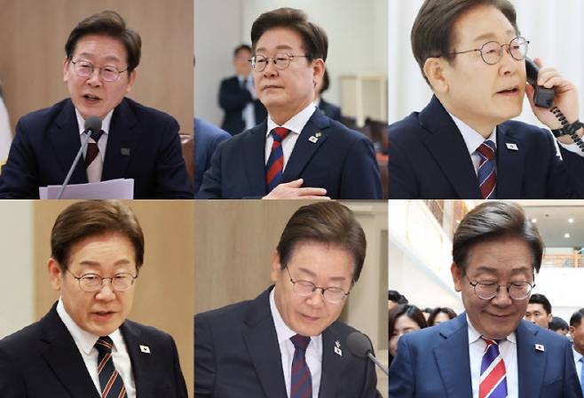 왼쪽 위부터 4일, 5일, 6일 이재명 대통령의 넥타이와 왼쪽 아래부터 9일, 10일, 11일 넥타이. (사진=연합뉴스)