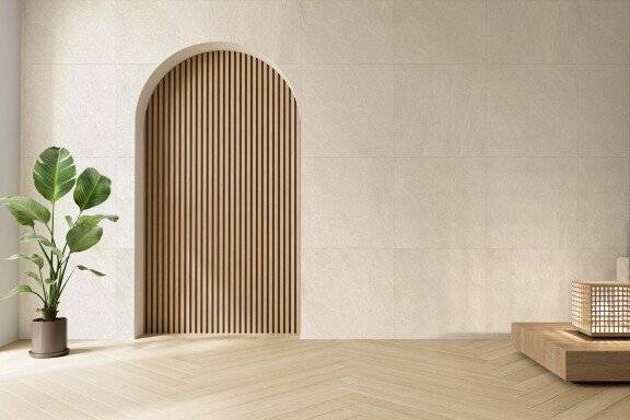 아트월로 시공된 KCC글라스 홈씨씨 '세렌’ 크레마(Crema)