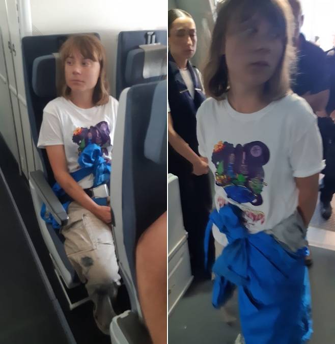 이스라엘에서 추방된 스웨덴 기후활동가 그레타 툰베리. 사진=이스라엘 외무부 엑스 캡처