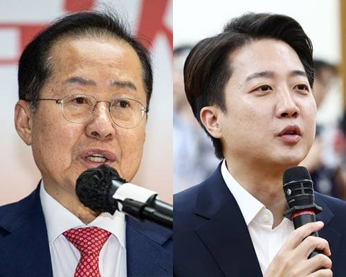 홍준표 전 대구시장(왼쪽)과 이준석 개혁신당 의원. 뉴스1