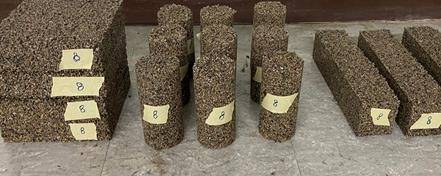 회수 골재를 활용한 흡음블록 시편.[한국철도기술연구원 제공]