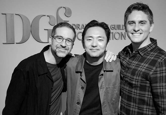 작곡가 윌 애런슨, 박천휴 작가, 프로덕션 매니저 저스틴 스크리브너(왼쪽부터). 사진=박천휴 작가 SNS