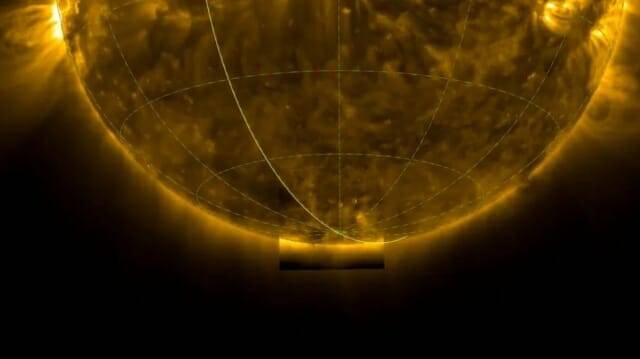 ESA의 태양 궤도선이 역사상 처음으로 태양 남극을 촬영했다. (출처=ESA & NASA/태양 궤도선/EUI 팀, D. Berghmans (ROB))