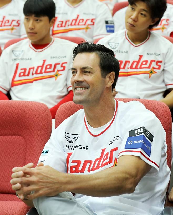 11일 강화 SSG 퓨처스필드에서 강연회에 참석한 콜 해멀스. SSG 제공