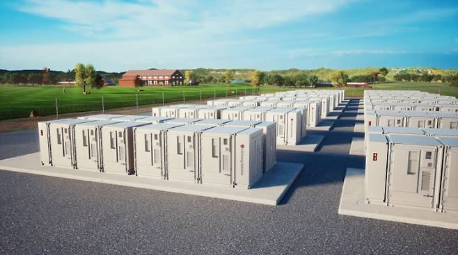 <yonhap photo-1969="">&nbsp;LG에너지솔루션 전력망용 ESS 배터리 컨테이너. LG에너지솔루션 제공</yonhap>