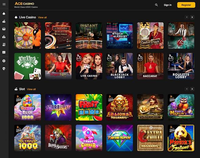 미투온(손창욱 대표이사)이 스테이블코인 USDC와 연동되는 합법 온라인 카지노 플랫폼 '에이스카지노'를 정식 출시하며 차세대 디지털 엔터테인먼트 시장 공략에 나섰다. 사진은 스테이블코인 USDC와 연동되는 에이스 카지노 플랫폼 이미지. /사진=미투온 제공