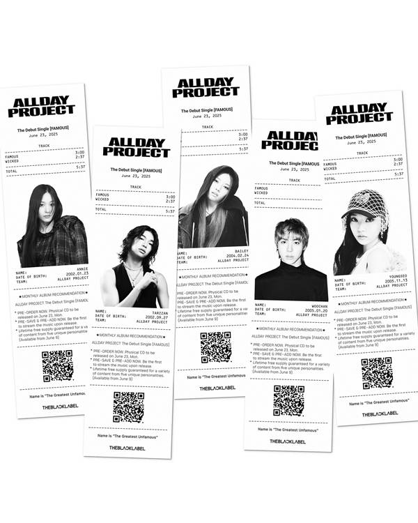 더블랙레이블이 공개한 올데이 프로젝트(ALLDAY PROJECT) 티징 콘텐츠. 더블랙레이블