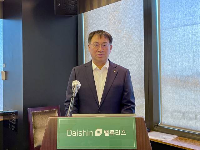 김송규 대신밸류리츠 대표이사가 IPO 간담회에 앞서 인삿믈을 하고 있다. 사진 제공=대신밸류리츠