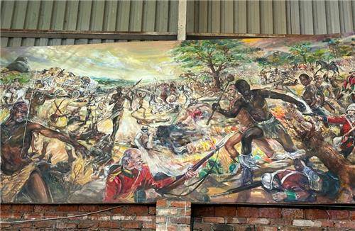 헤리티지 빌리지에 걸린 그림 그림은 범아프리카주의가 실천된 역사를 담고 있다(2024.5.29. 필자 촬영) [이은별 제공. 재판매 및 DB 금지]