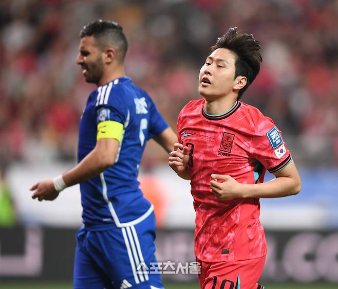 이강인이 10일 서울월드컵경기장에서 열린 2026 FIFA 북중미 월드컵 3차 예선 쿠웨이트와 경기에서 골을 넣은 후 환호하고 있다.  2025. 6. 10. 상암 | 최승섭기자 thunder@sportsseoul.com