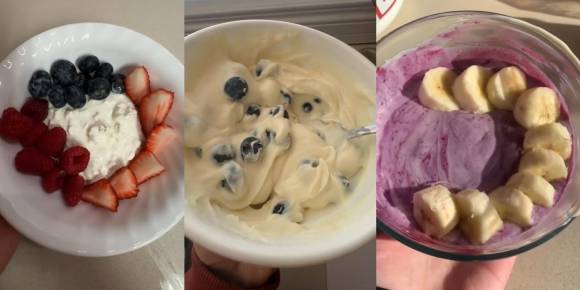 멜라니 코즈는 매일 아침 그릭 요거트에 과일과 단백질 파우더 등을 넣어 먹었다고 한다. 멜라니 코즈 틱톡 캡처