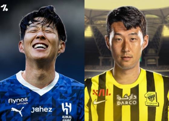 손흥민이 알 힐랄-알 나스르 유니폼을 입은 가상의 모습. /사진=SNS 갈무리