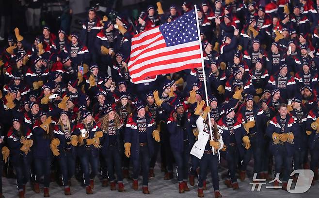 2018년 평창동계올림픽에서 미국 선수단이 입장하고 있다. 2018.2.9/뉴스1 허경 기자
