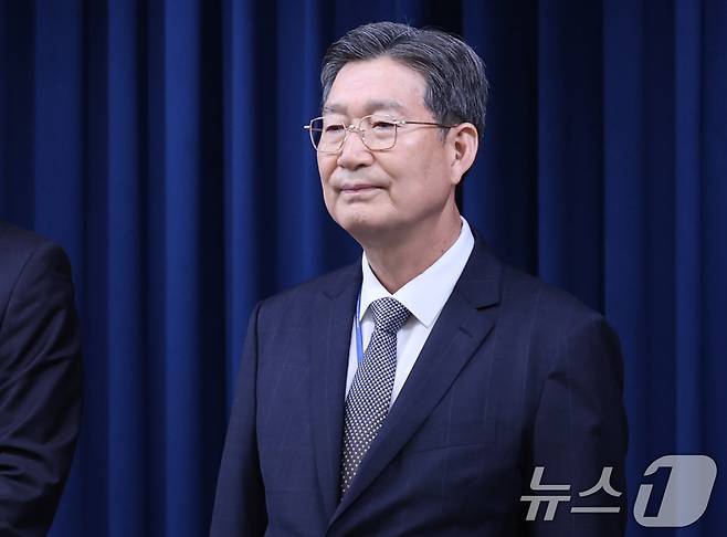 지난 8일 서울 용산구 대통령실 청사에서 수석급 인선 발표에서 민정수석으로 임명된 오광수 변호사 모습. 2025.6.13/뉴스1 ⓒ News1 허경 기자