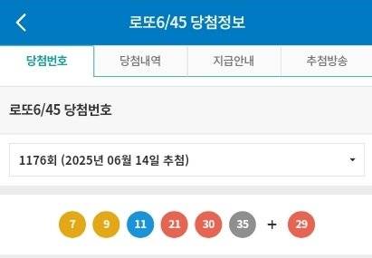 제 1176회차 로또 1등 당첨번호