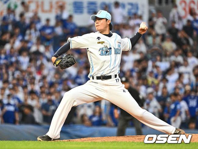 [OSEN=창원, 이석우 기자] 16일 창원NC파크에서 2024 신한 SOL 뱅크 KBO 리그 NC 다이노스와 삼성 라이온즈의 경기가 열렸다. 홈팀 NC는 김시훈이 방문팀 삼성은 레예스가 선발 출전한다. NC 다이노스 김영규가 역투하고 있다. 2024.06.16 / foto0307@osen.co.kr