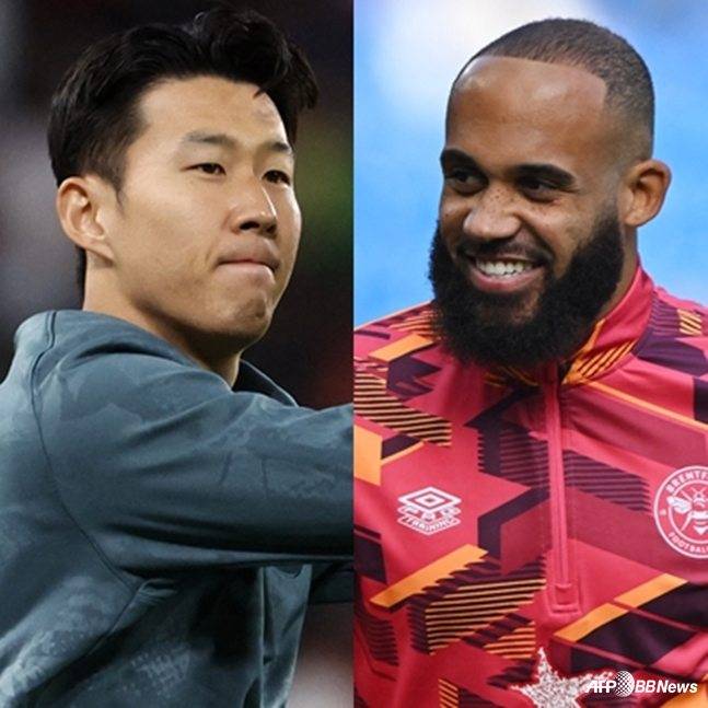 손흥민(왼쪽)과 브라이언 음뵈모. /AFPBBNews=뉴스1