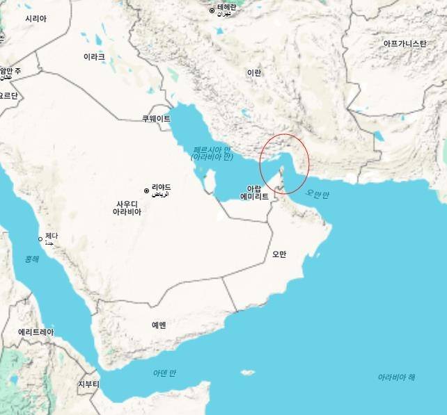 호르무즈 해협 [구글맵. 재판매 및 DB 금지]