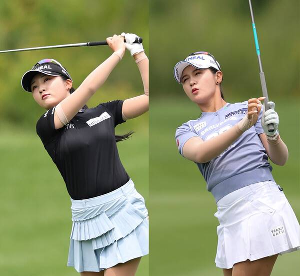 대한골프협회가 주관하는 2025년 한국여자프로골프(KLPGA) 투어 메이저 대회 DB그룹 제39회 한국여자오픈골프선수권대회에 출전한 이예원, 박현경 프로. 사진제공=KLPGA