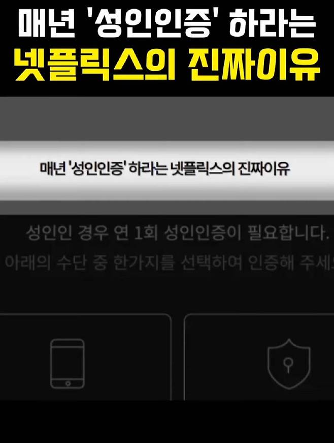 넷플릭스에서 성인인증을 매번 해야하는 이유