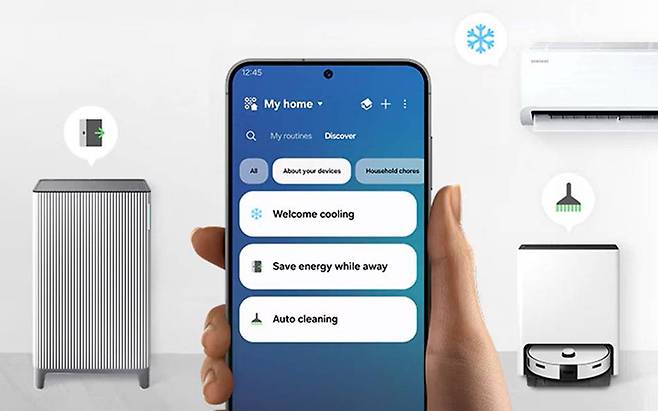 모바일 앱을 통한 스마트 가전 제어 / 출처=삼성전자