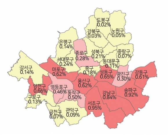 서울 매매가격지수 변동률. 한국부동산원 제공