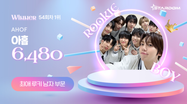 ▲ 아홉이 6월 둘째주 스타덤 '최애 루키 아이돌' 남자부문 주간랭킹에서 1위를 차지한 투표결과 이미지. 제공|스타덤