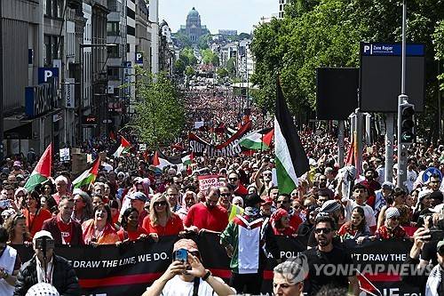 브뤼셀서 이스라엘 항의 시위 [EPA 연합뉴스. 재판매 및 DB 금지]