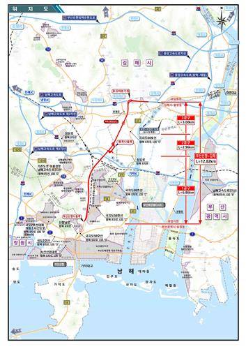 부산신항~김해 고속국도 건설공사 위치도 [동부건설 제공. 재판매 및 DB 금지]