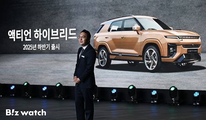 곽정현 KG모빌리티 사업전략부문장이 17일 KG모빌리티 평택 본사에서 열린 'KGM 포워드(FORWARD)' 참석해 발표를 하고 있다./사진=이명근 기자 qwe123@