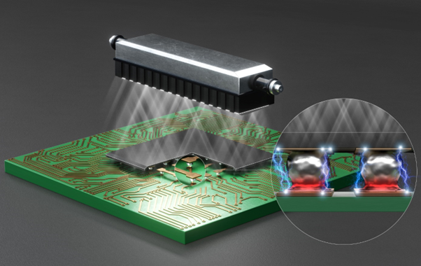 고강도 펄스광(Intense pulsed light; IPL)을 이용한 플립칩(Flip-chip) 접합 기술 개략도. 한양대 제공