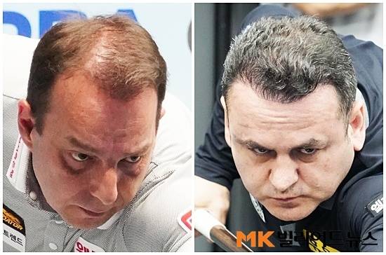 17일 경기도 고양 킨텍스PBA스타디움에서 열린 25/26시즌 개막전 ‘우리금융캐피탈 PBA챔피언십’ 128강전에 산체스(왼쪽)와 모랄레스가 애버리지 3점대의 막강한 공격을 앞세워 64강에 진출했다.