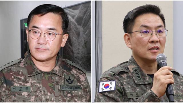 여인형(왼쪽) 전 국군방첩사령관(왼쪽)과 이진우(오른쪽) 전 국군수도방위사령관. 연합뉴스