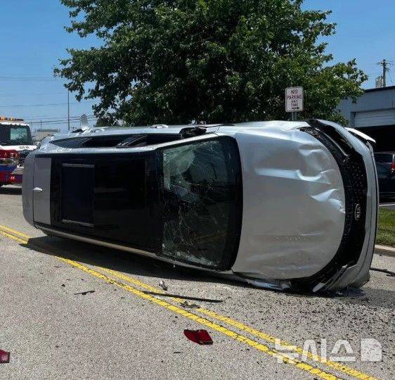 [뉴시스]미국 오하이오주의 한 운전자가 차 안으로 날아든 매미에 놀라 차량이 전복되는 사고가 발생했다. (사진=뉴욕포스트)