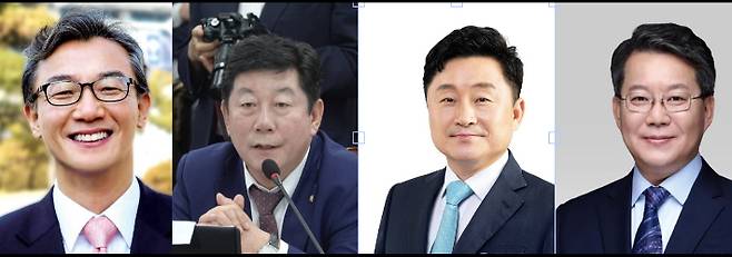 더불어민주당 차기 부산시장 후보로 거론되는 전재수 의원(왼쪽부터), 박재호 전 의원, 최인호 전 의원, 변성완 전 부산시장 권한대행. 각 의원실 제공