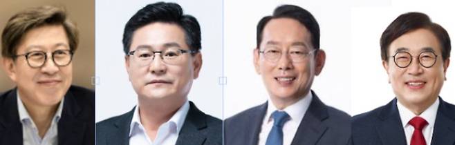 국민의힘 부산시장 차기 후보로 거론되는 박형준 부산시장(왼쪽부터), 이헌승 국회의원, 김도읍 국회의원, 서병수 전 부산시장. 각 의원실 제공
