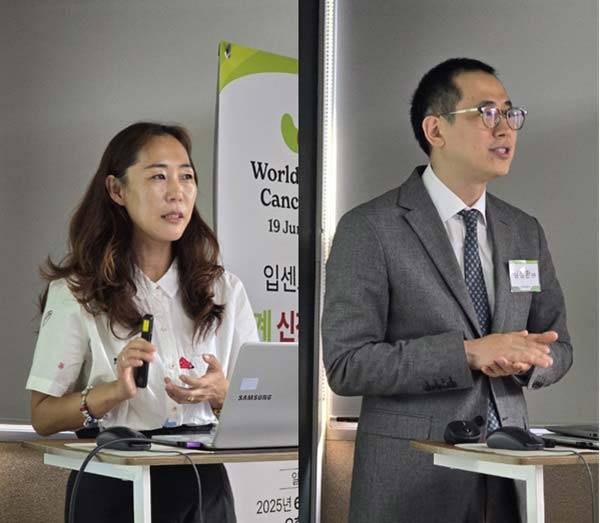 왼쪽부터 한국신장암환우회 백진영 대표, 입센코리아 심정환 전무/사진=정준엽 기자