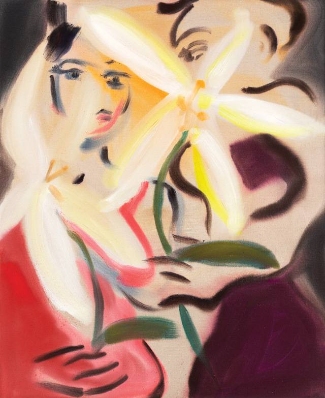 스페이스 K 전시에 나온 소피 폰 헬러만 작 '진달래꽃'(2025, 캔버스에 아크릴릭, 110x90㎝). 스페이스 K 제공