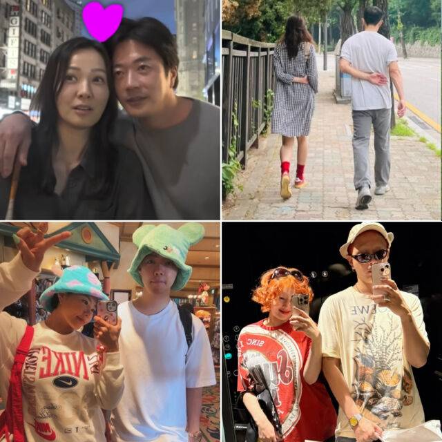 손태영·권상우 부부, 공효진·케빈오 부부, 현아·용준형 부부, 이상화·강남 부부 (왼쪽 위부터 시계방향 순) / 유튜브 채널 'Mrs.뉴저지 손태영' 캡쳐, 공효진 개인 인스타그램, 이상화 개인 인스타그램, 현아 개인 인스타그램