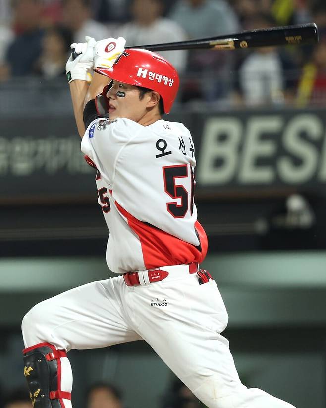 ▲ 시즌 시작 당시까지만 해도 1군 구상에서 다소 뒤에 빠져 있었던 오선우는 맹활약을 선보이며 KIA 백업층이 약하지 않음을 보여줬다 ⓒKIA타이거즈