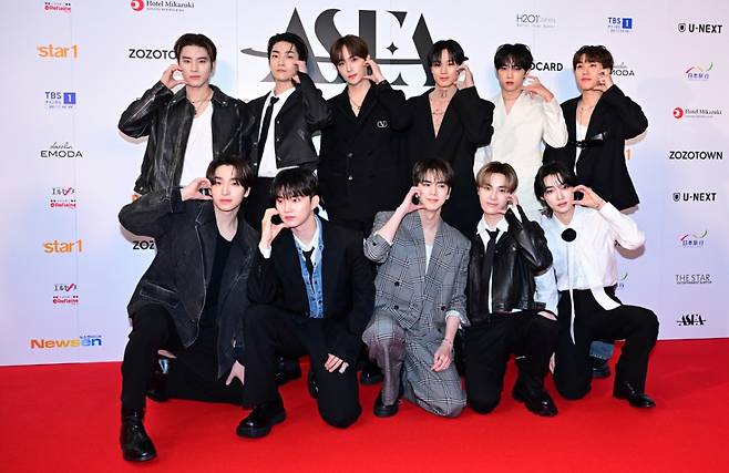 그룹 더보이즈가 10일 일본 요코하마 K-아레나에서 진행된 제1회 '아시아 스타 엔터테이너 어워즈 2024' 레드카펫행사에 참석해 포즈를 취하고 있다. /사진제공=ASEA조직위원회 2024.04.10 /사진=이동훈