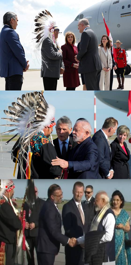 G7 초청국인 호주, 브라질, 인도 정상들의 캐나다 공항 입국 모습 〈출처 : 연합뉴스, firstpost〉