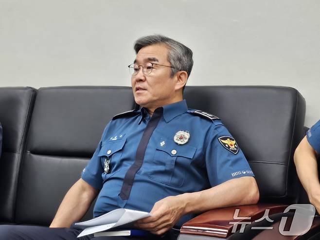 박성주 광주경찰청장이 19일 기자간담회에서 질의응답하고 있다. 2025.6.19/뉴스1 ⓒ News1 이수민 기자