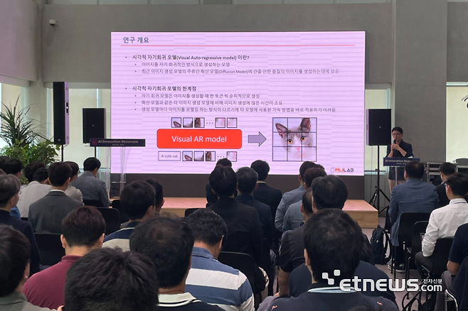 양은호 KAIST 교수가 19일 서울 서초구 서울AI허브에서 열린 국가AI연구거점 'AI 이노베이션 쇼케이스'에서 연구 성과를 발표하고 있다. ⓒ박종진기자